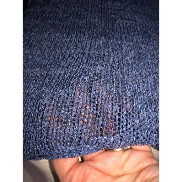 Ralph Lauren Chaps Womens Size M Sweater Loose Knit Lightweight 3/4 Sleeves Blue - Picture 3 of 9